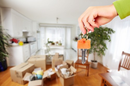 Packing services for a Surrey home move with boxes and protective wrapping
