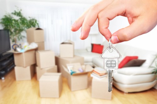 Office relocation items prepared for commercial removal services in Surrey