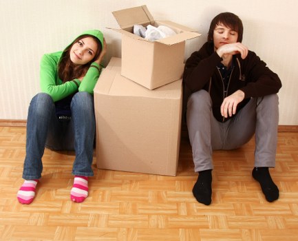 A Surrey home move with boxes and furniture ready for loading